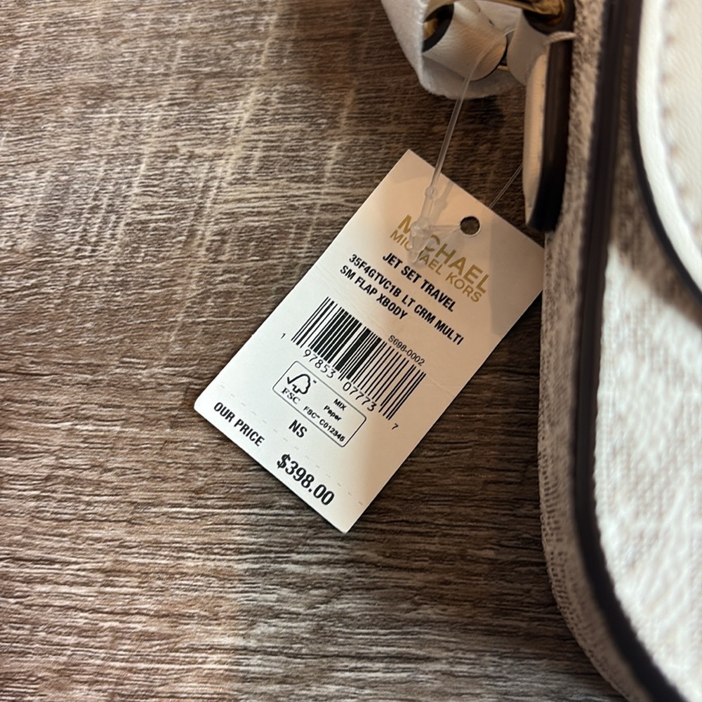 Michael Kors Jet Set Travel Small Logo Crossbody Bag Light Cream Gray NWT - Picture 7 of 9